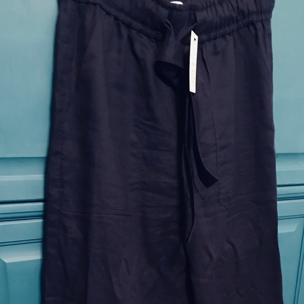 NWT  A.L.C Naomi Wide Leg Linen Pants Navy Size 10